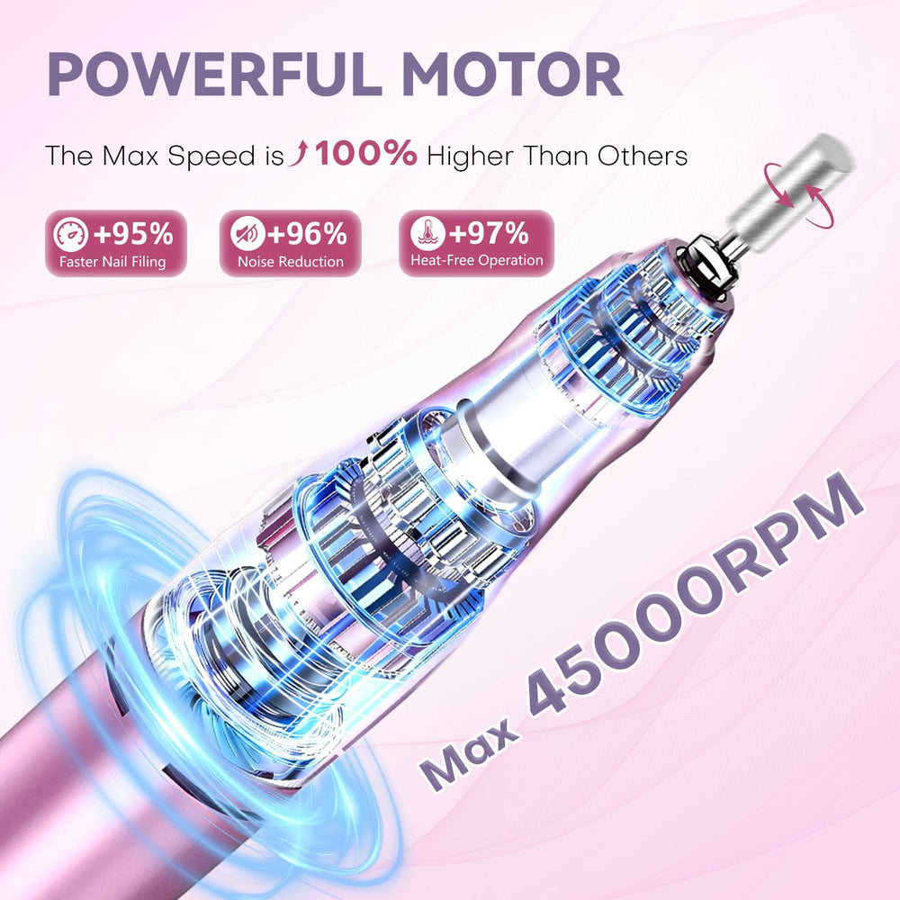 TUOBEO Nail File with LCD display shows RPM and battery status for precise control.