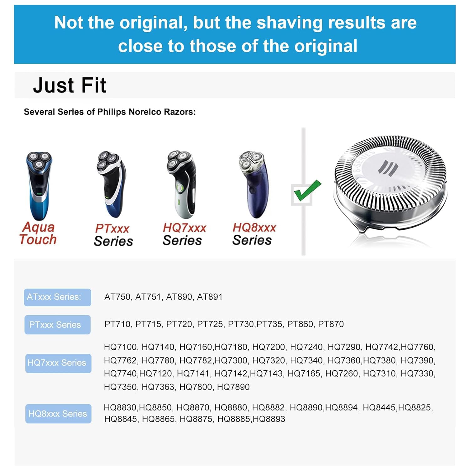 tuokiy HQ8 head on Philips Norelco shaver, 360° compatibility