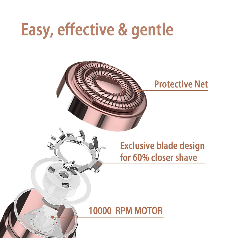 Rose gold Tuokiy shaver ready for travel with packaging