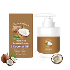 TUOSHITONG Coconut Facial Hair Remover Cream packaging highlights a soothing natural formula for facial skin.