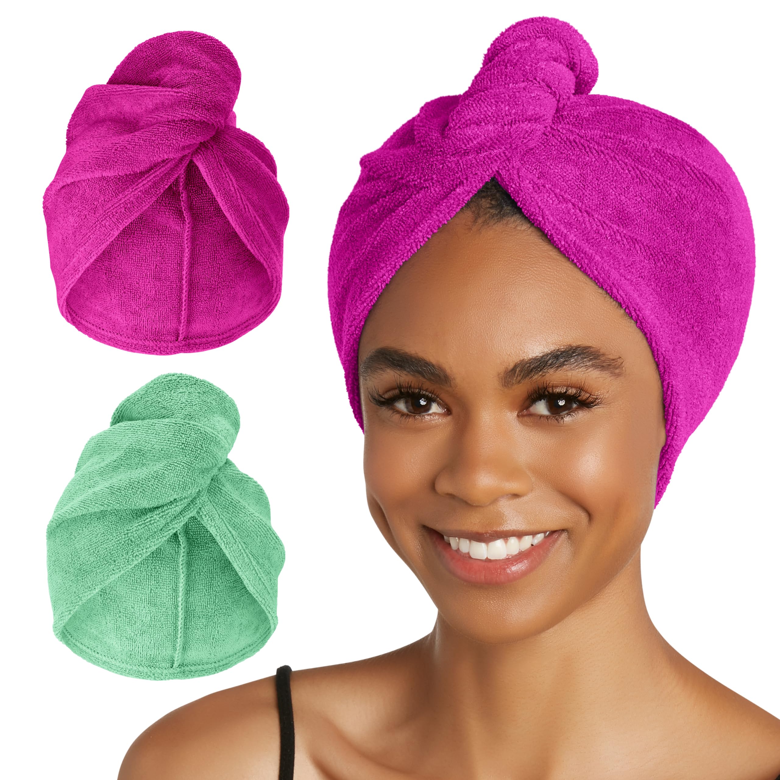Turbie Twist dos-pack toalla microfibra cabello: secado rápido para todo tipo de cabello.