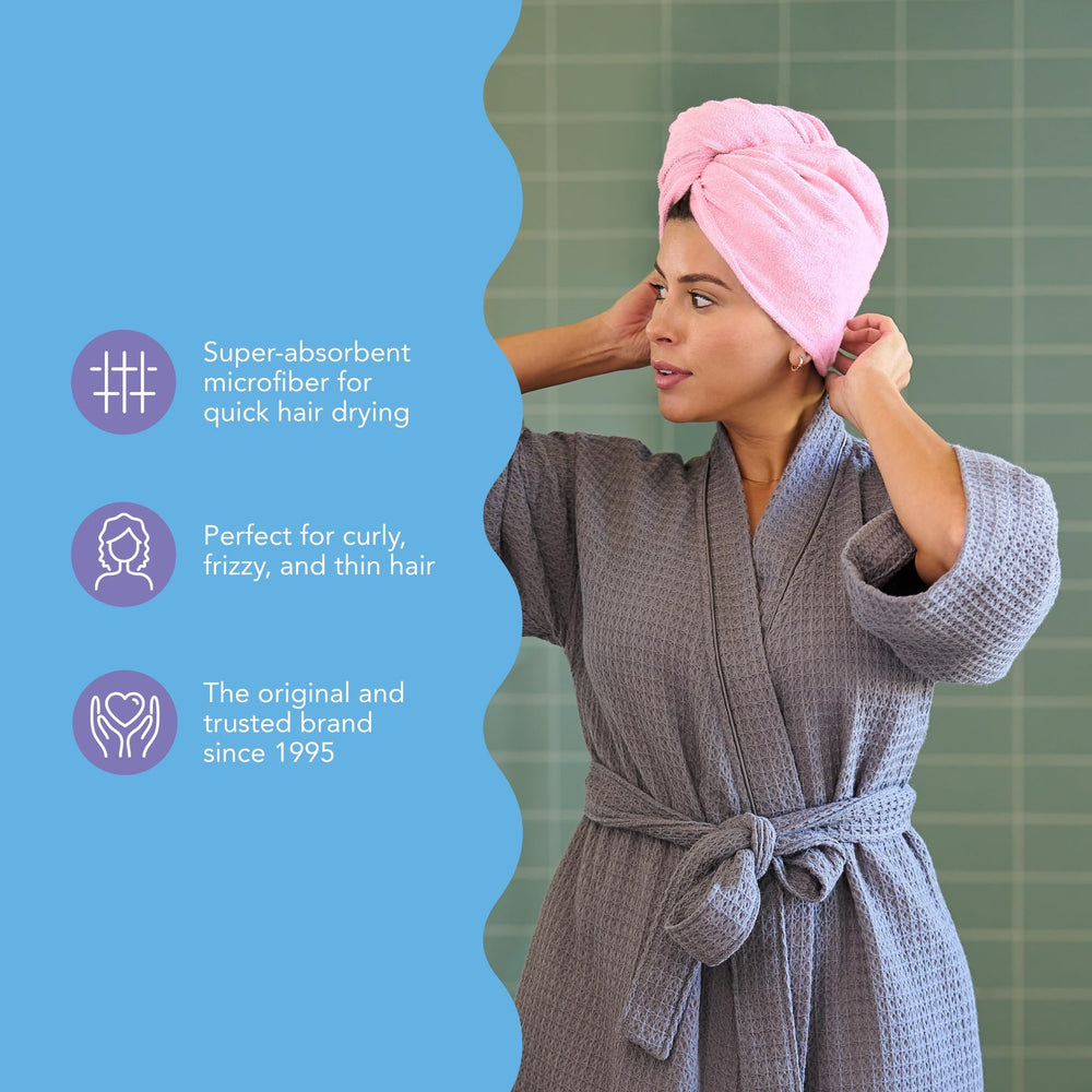 Turbie Twist works for straight, wavy, and curly hair types.