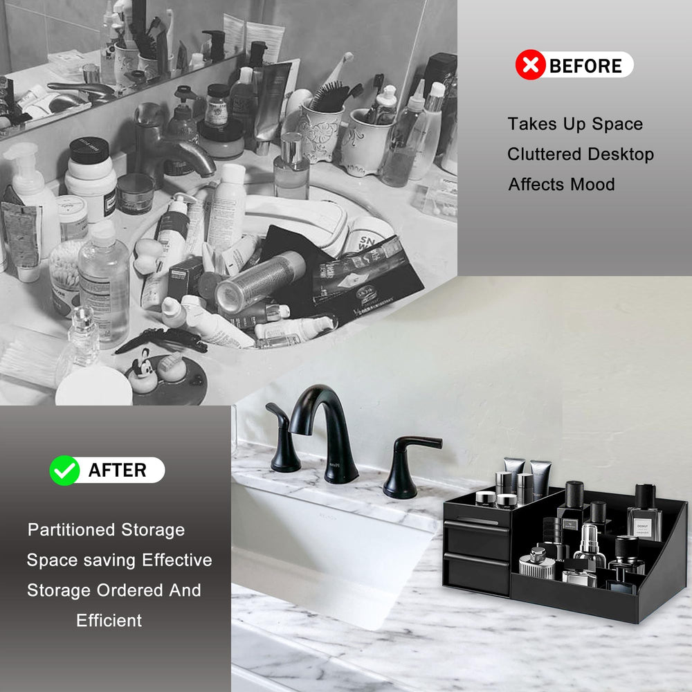 Turesmith drawer storage for makeup with deep compartments for cosmetics