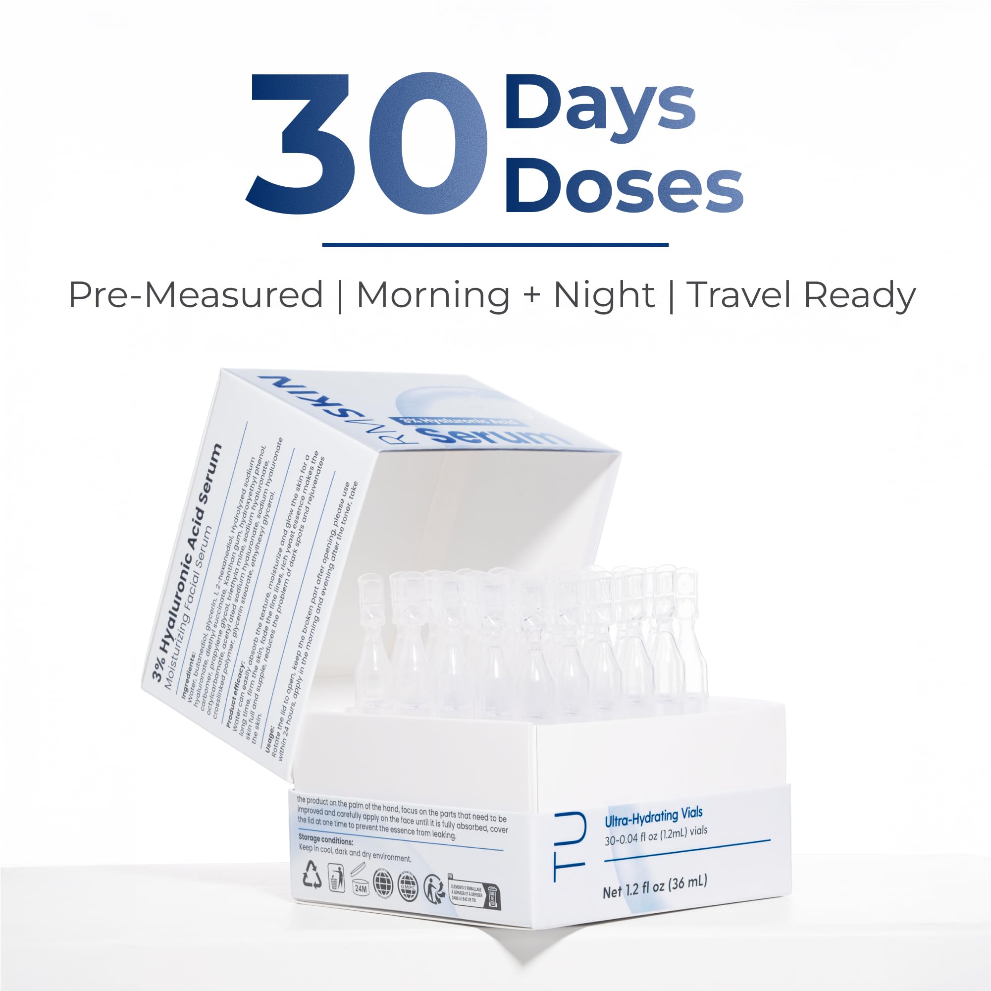 Turmskin ampoules symbolize all-day moisture with 24-hour hydration promise