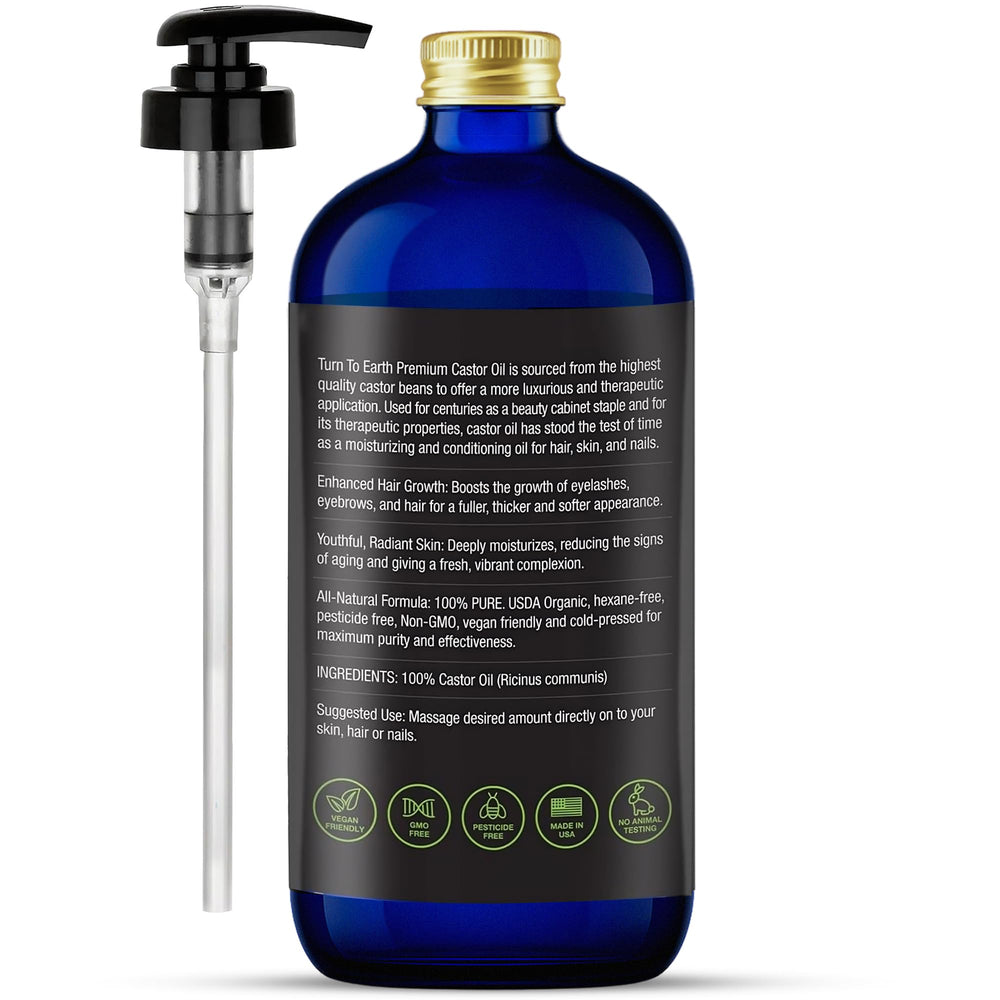 TURN TO EARTH Castor Oil silky texture ideal for skin and hair care.