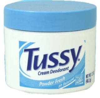 Tussy Cream Deodorant Powder Fresh in a 1.7 oz container with a smooth, odor-protecting formula