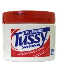 Tussy crema desodorante Original para uso diario, aroma suave y frescura.