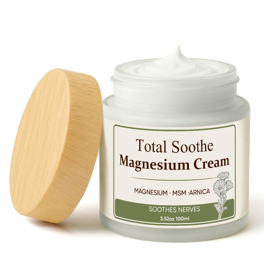 TUVAAZ Total Soothe magnesium cream bottle pump for quick, non-greasy muscle comfort after activity.