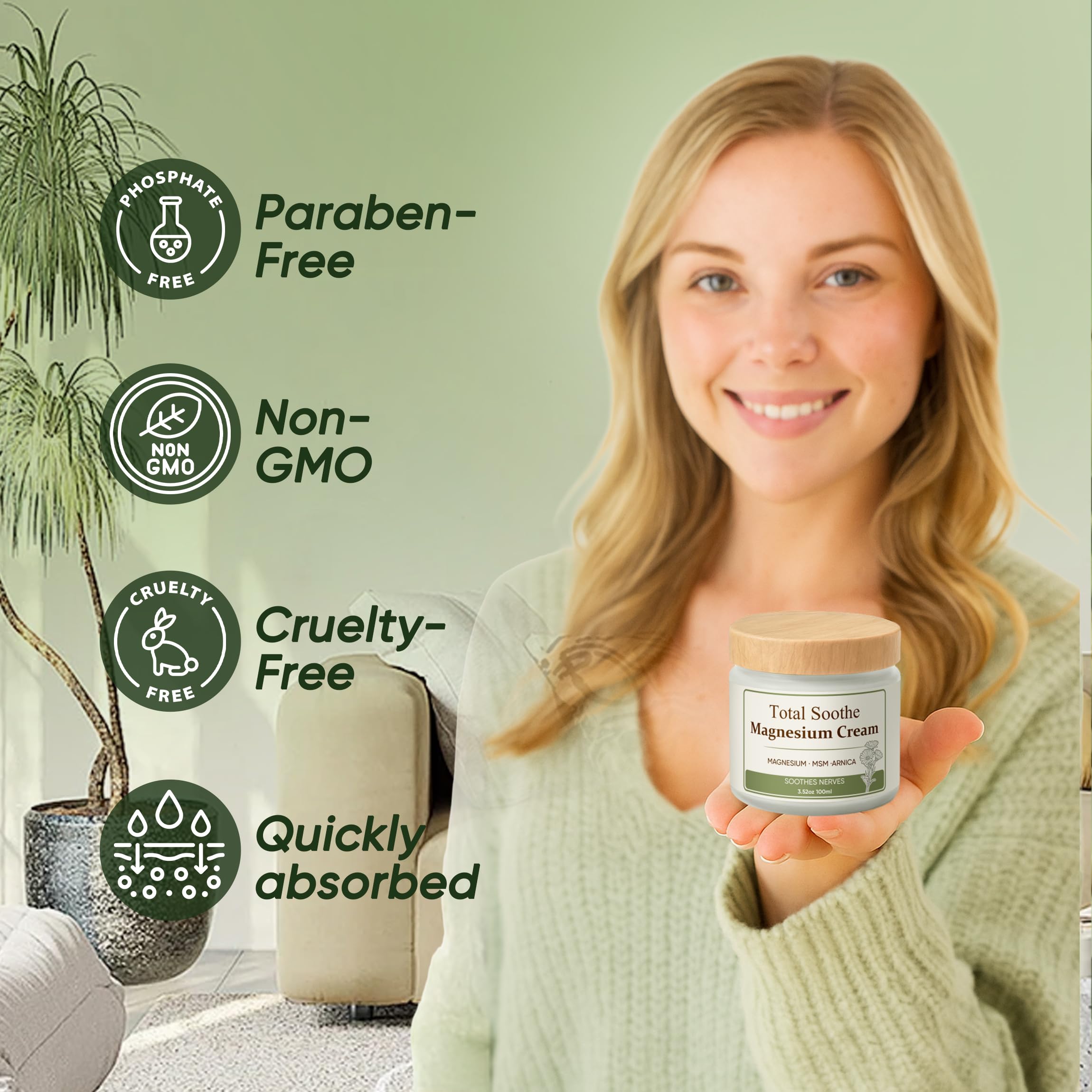 TUVAAZ Total Soothe with MSM and Arnica enhances soothing benefits.