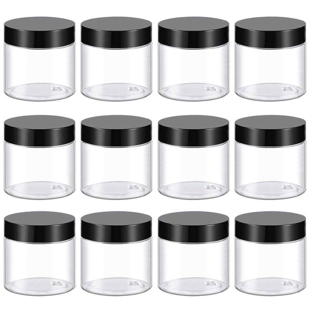 TUZAZO 2 oz clear plastic container with lid for easy travel storage of cosmetics.