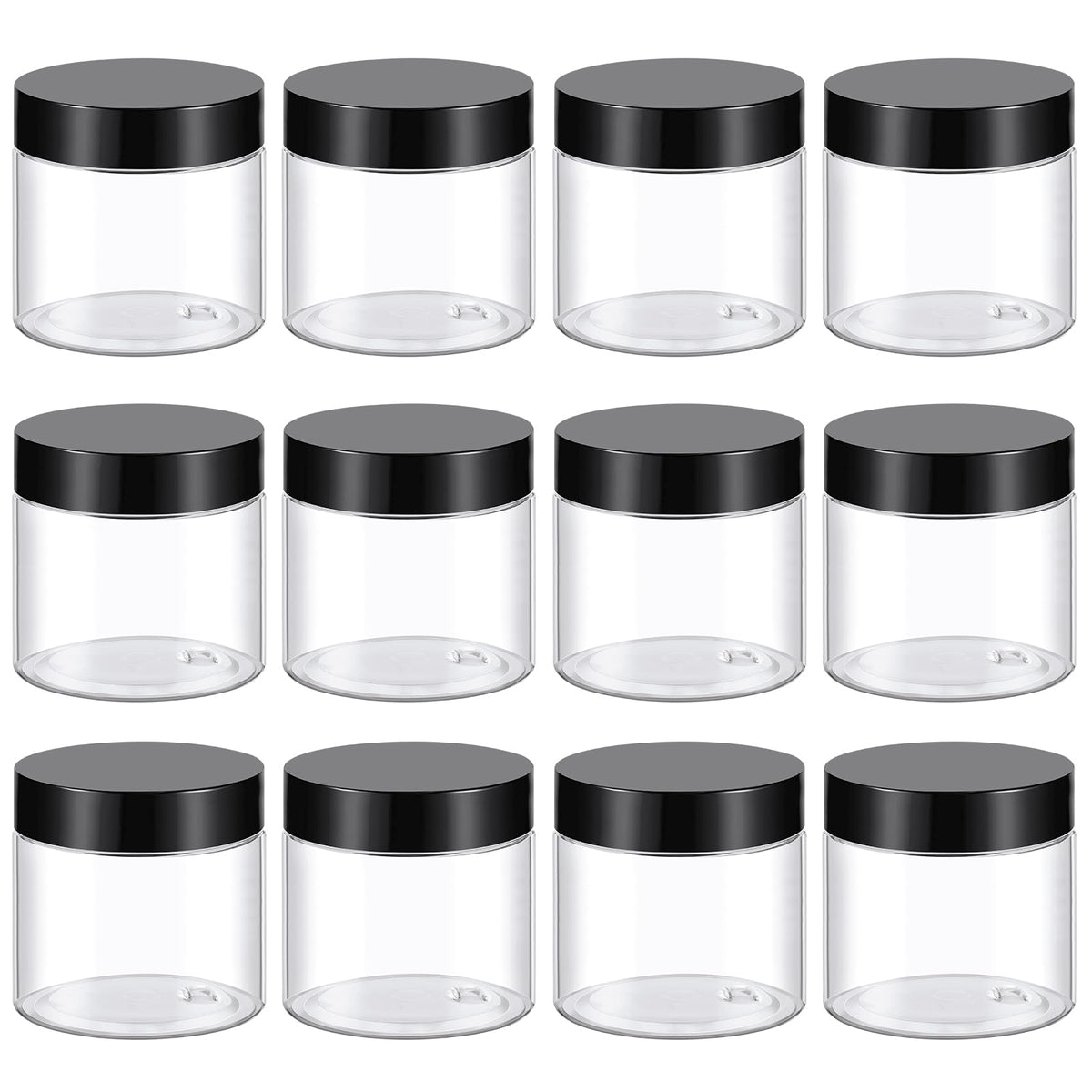 TUZAZO 2 oz clear plastic container with lid for easy travel storage of cosmetics.
