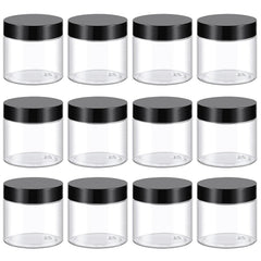 TUZAZO 2 oz clear plastic container with lid for easy travel storage of cosmetics.