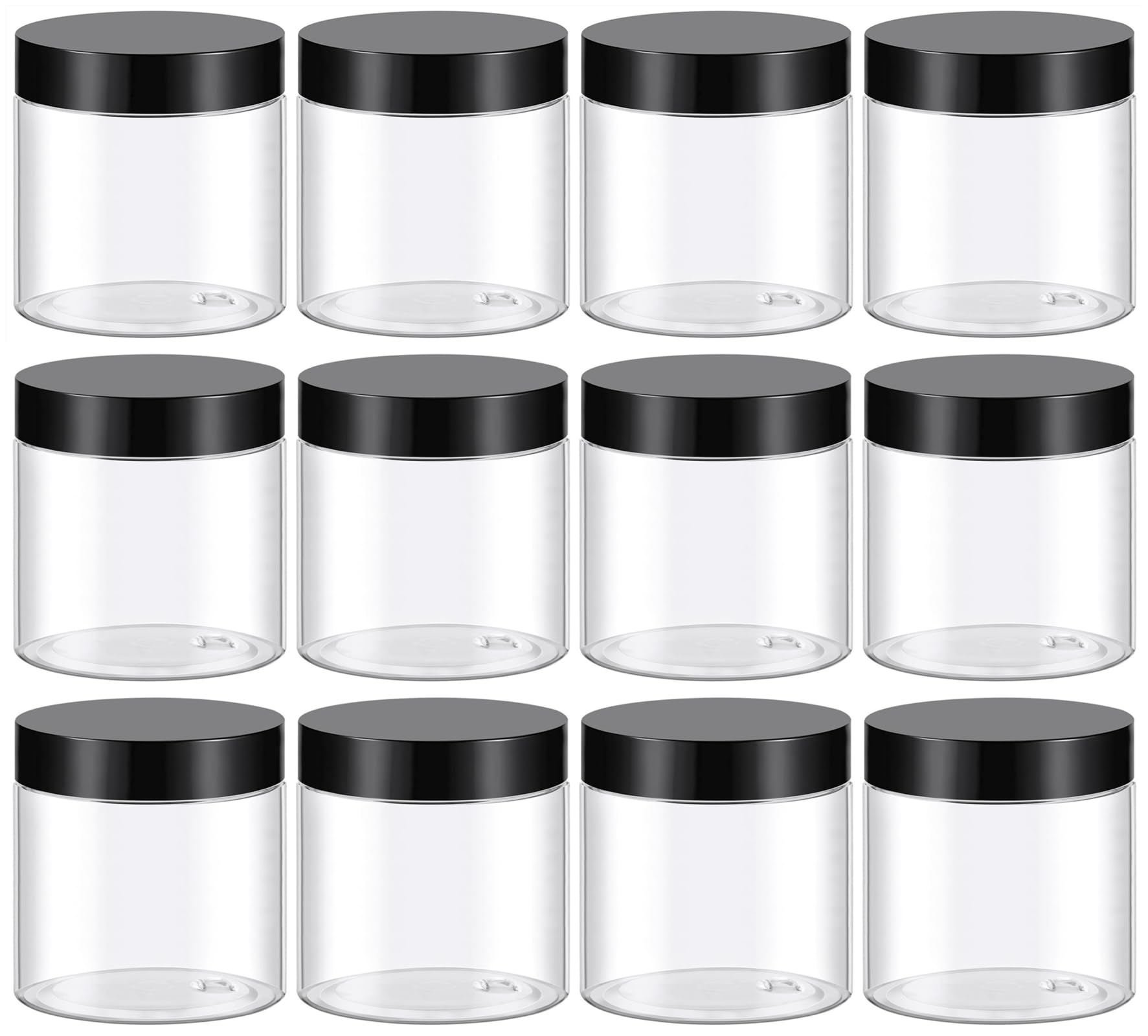TUZAZO 4 oz clear container with black lid for easy labeling