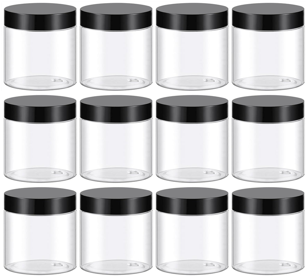 TUZAZO 4 oz clear container with black lid for easy labeling