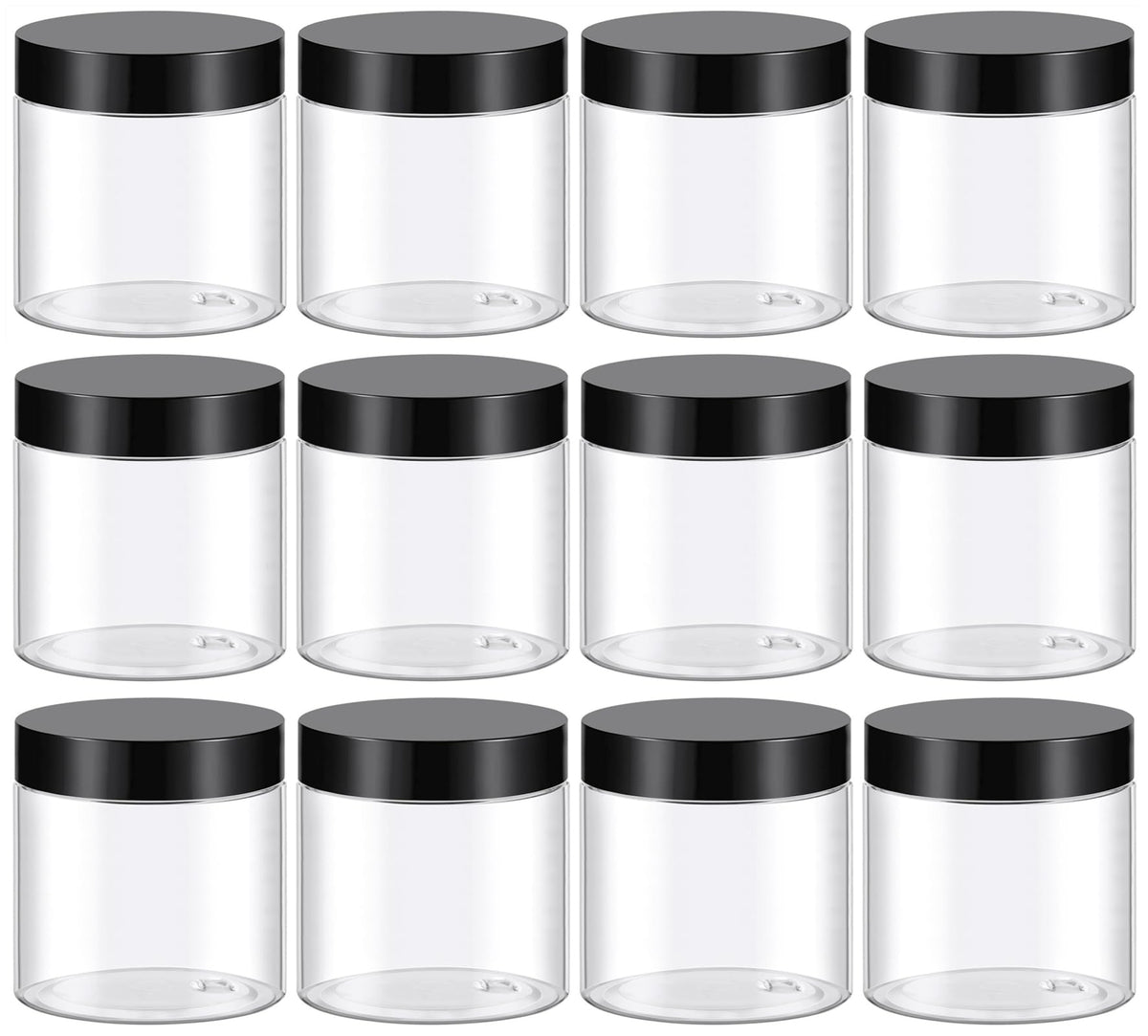 TUZAZO 4 oz clear container with black lid for easy labeling