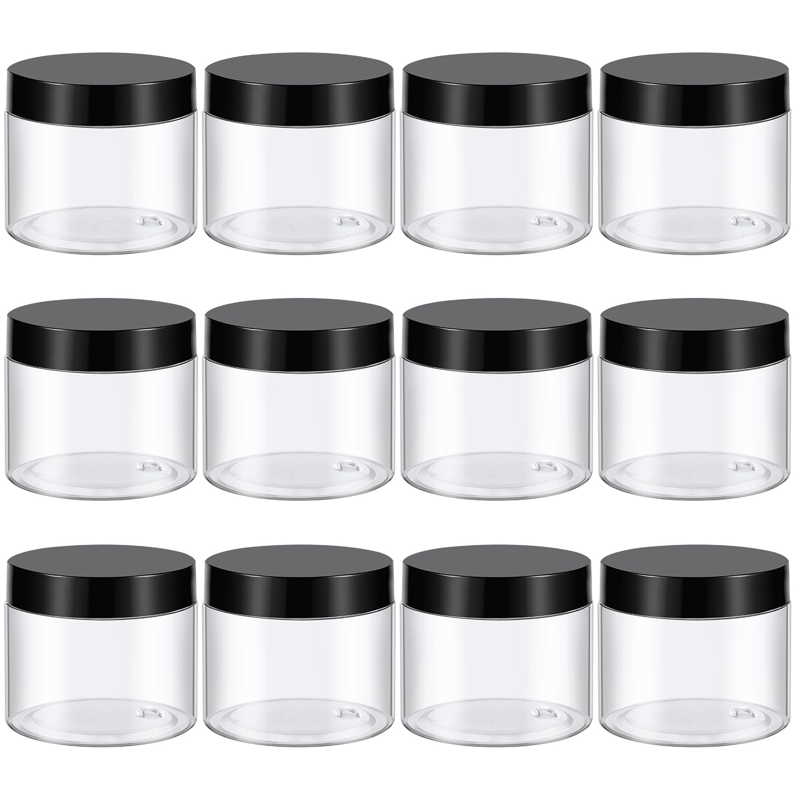 TUZAZO 6oz clear jar with black lid for compact storage and easy identification.