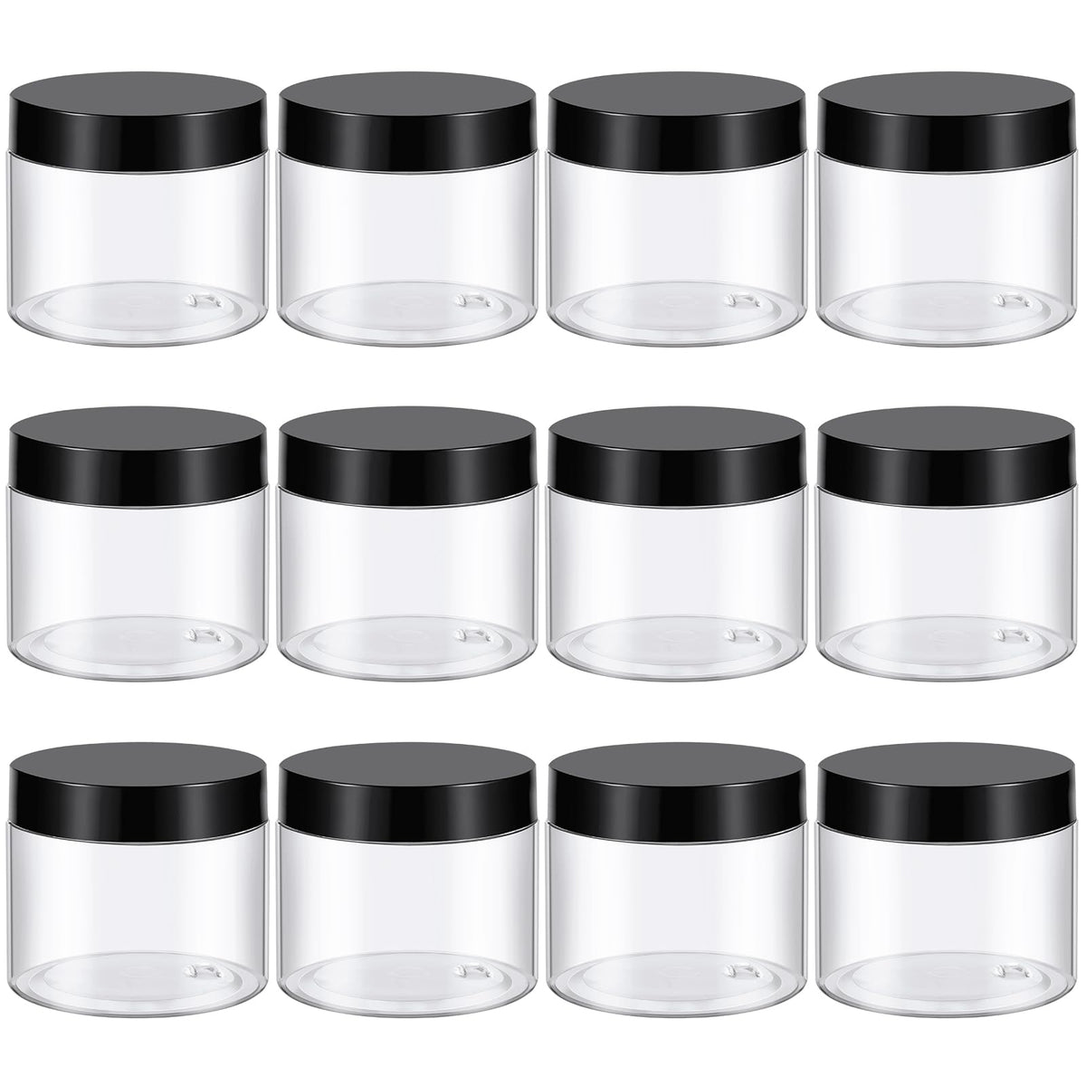 TUZAZO 6oz clear jar with black lid for compact storage and easy identification.