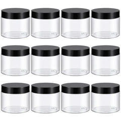 TUZAZO 6oz clear jar with black lid for compact storage and easy identification.
