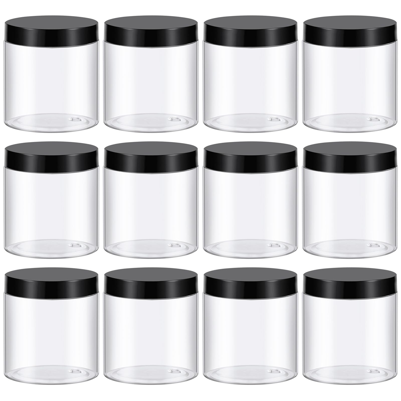 Tuzazo 8oz plastic jar with black lid for creams and lotions