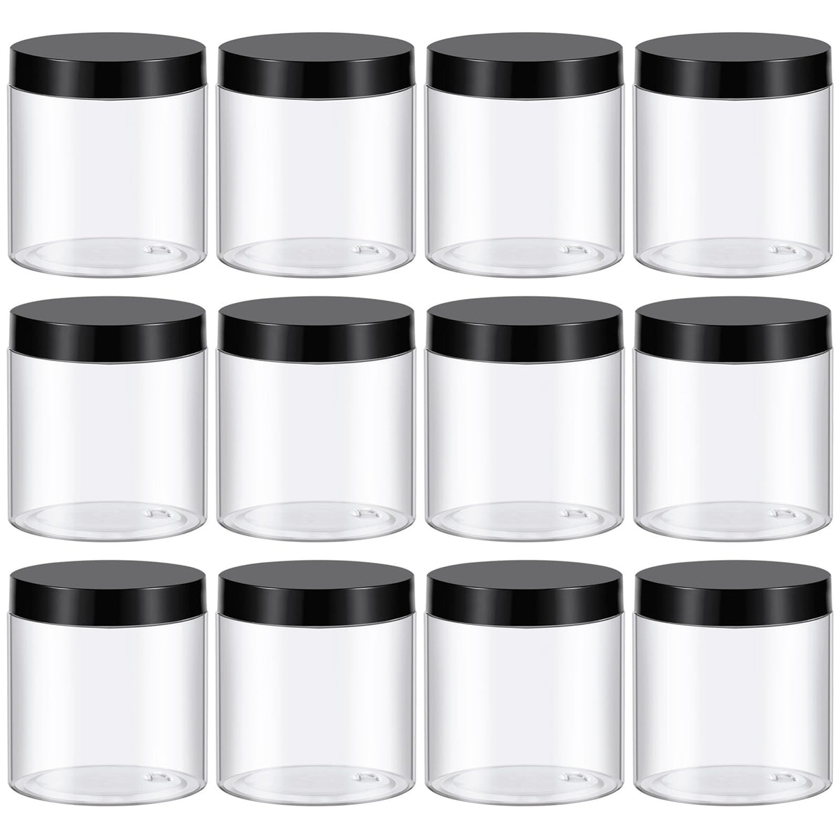 Tuzazo 8oz plastic jar with black lid for creams and lotions
