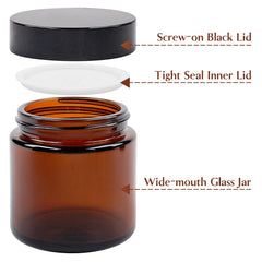 TUZAZO 4oz amber jar seal with inner lid and screw cap for freshness