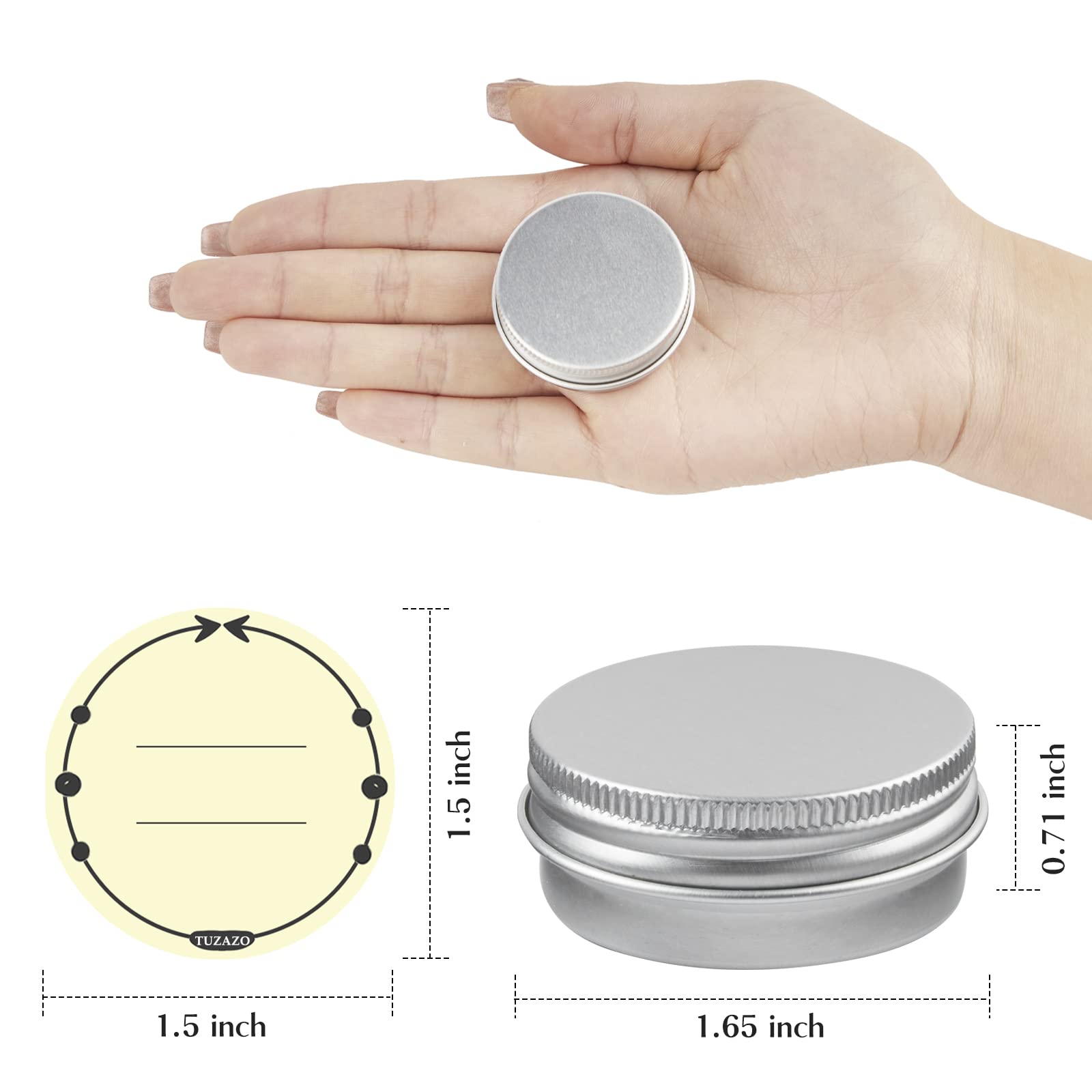 TUZAZO blank labels for tins enable easy customization.