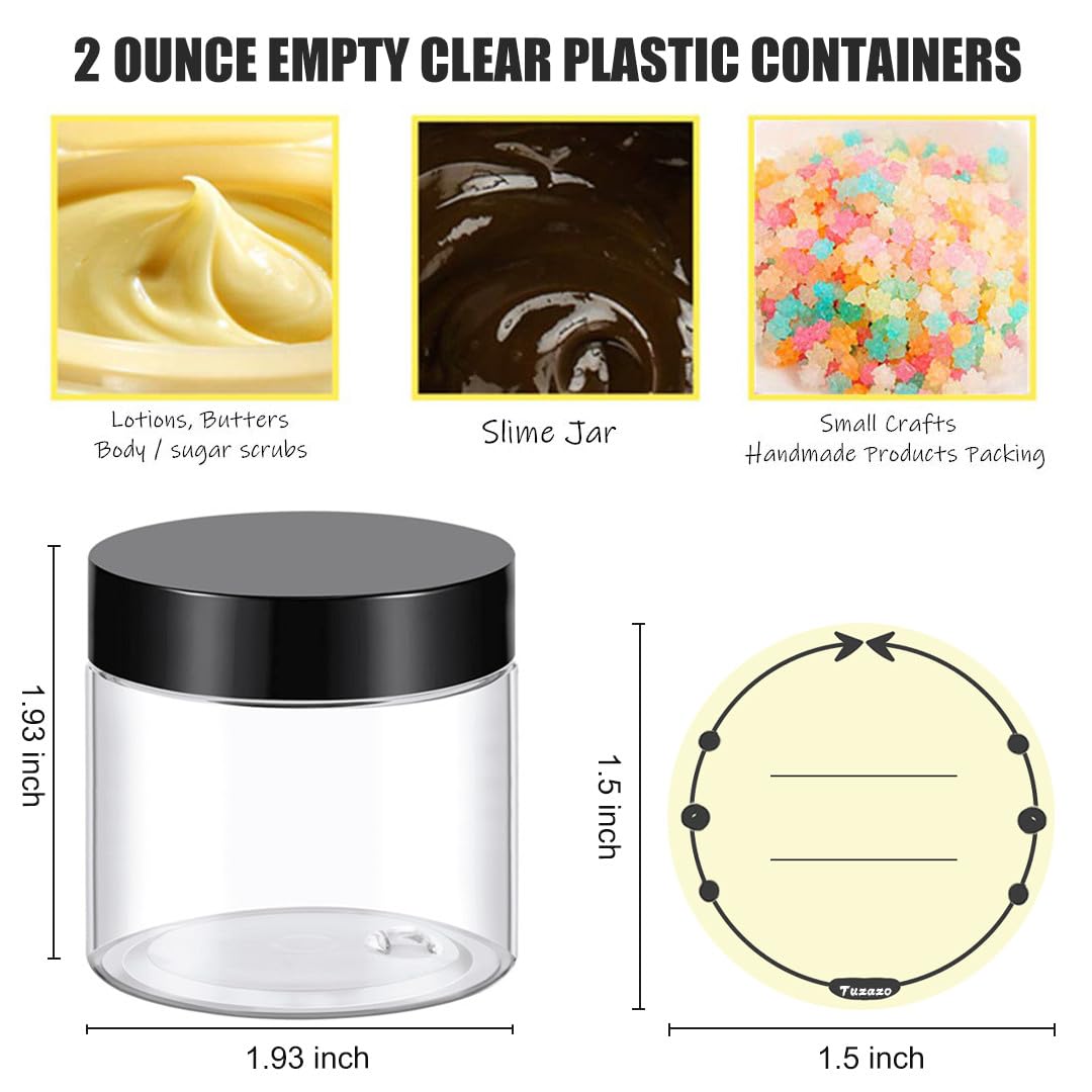 TUZAZO compact 2 oz cosmetic jar ideal for quick content identification.