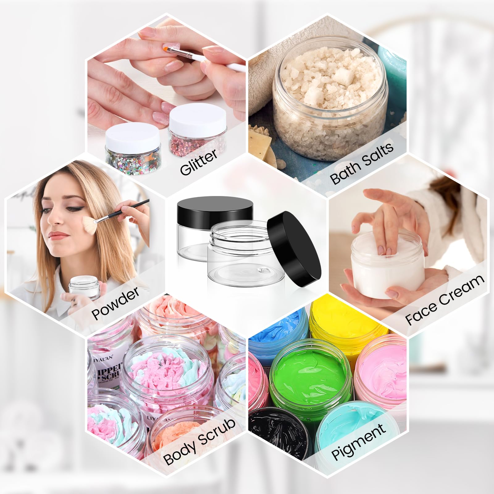 TUZAZO versatile containers for cosmetics, balms, pigments, and samples.