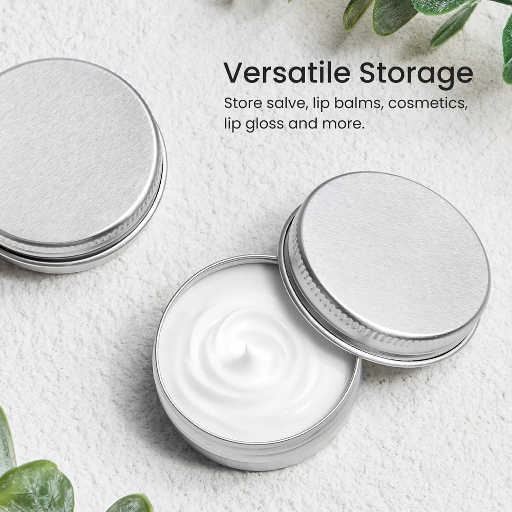 TUZAZO silver round tin container fits in pocket or purse.