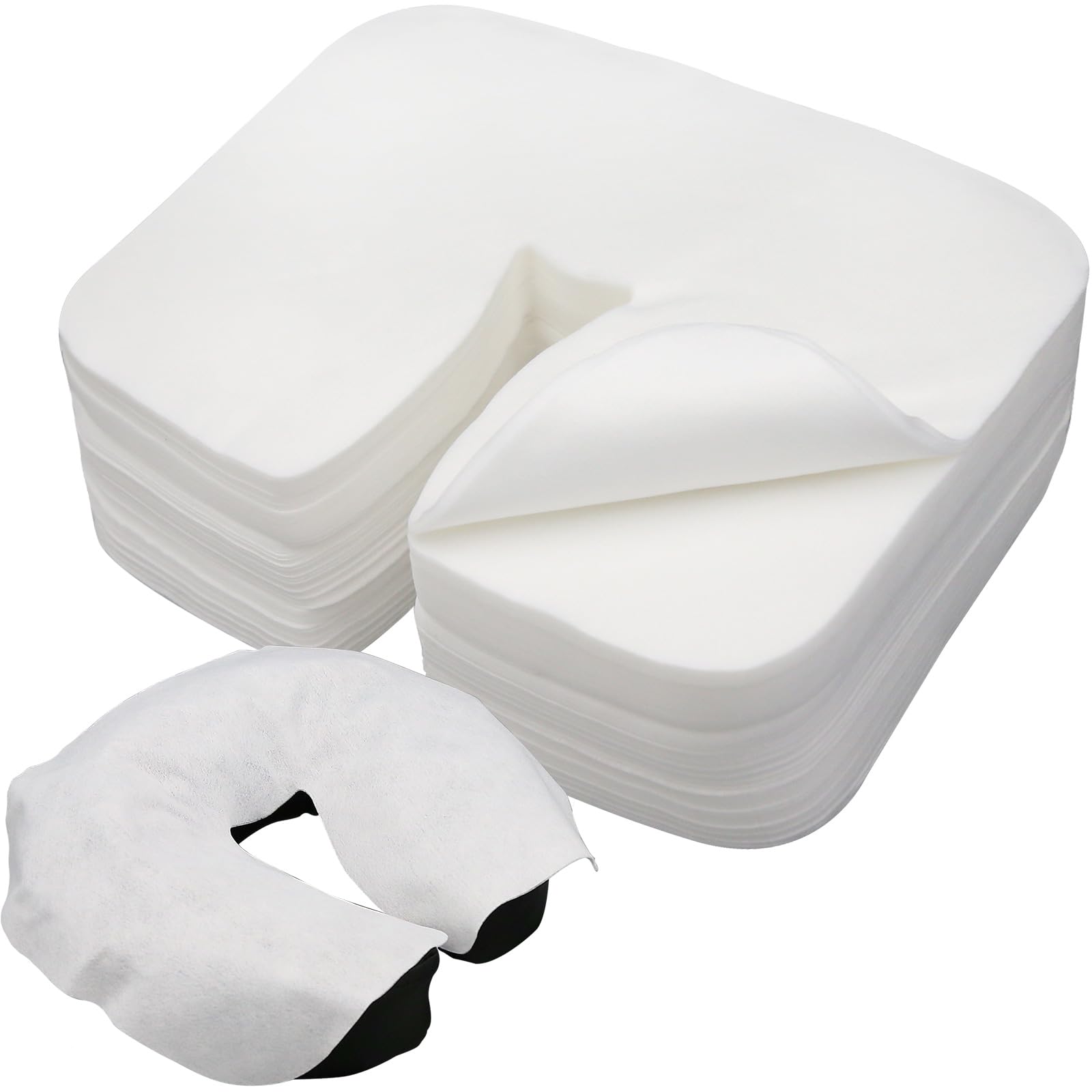 Tvvcalk 300-count disposable face cradle covers for hygienic massage sessions.