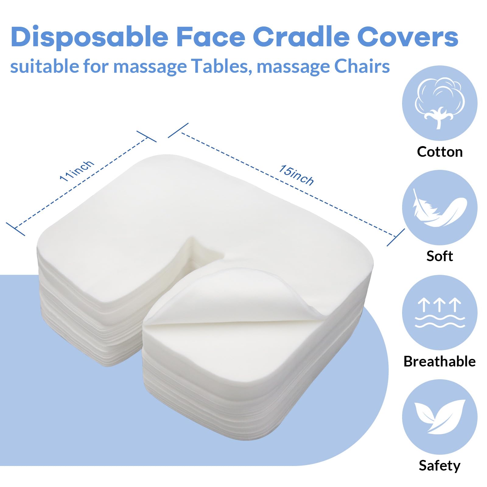 Tvvcalk soft-touch disposable face cradle covers for client comfort.