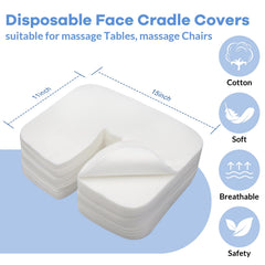 Tvvcalk soft-touch disposable face cradle covers for client comfort.