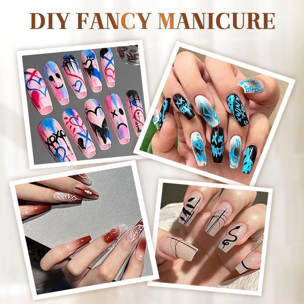 TWBBQ 12-color set enabling detailed graffiti-style nail designs.