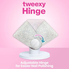 Tweexy Hinge suction stand demonstrates IntelliStick for secure vertical grip.