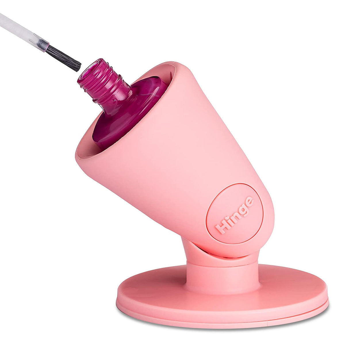 Tweexy Hinge untippable nail polish bottle holder with angled hold for precise application.