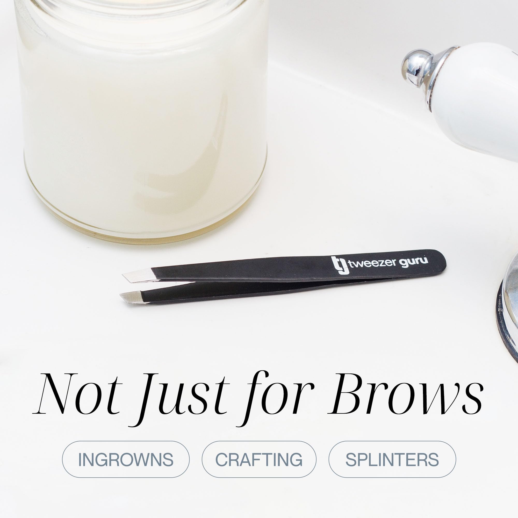 Tweezer Guru compact beauty tool ideal for travel in pink.