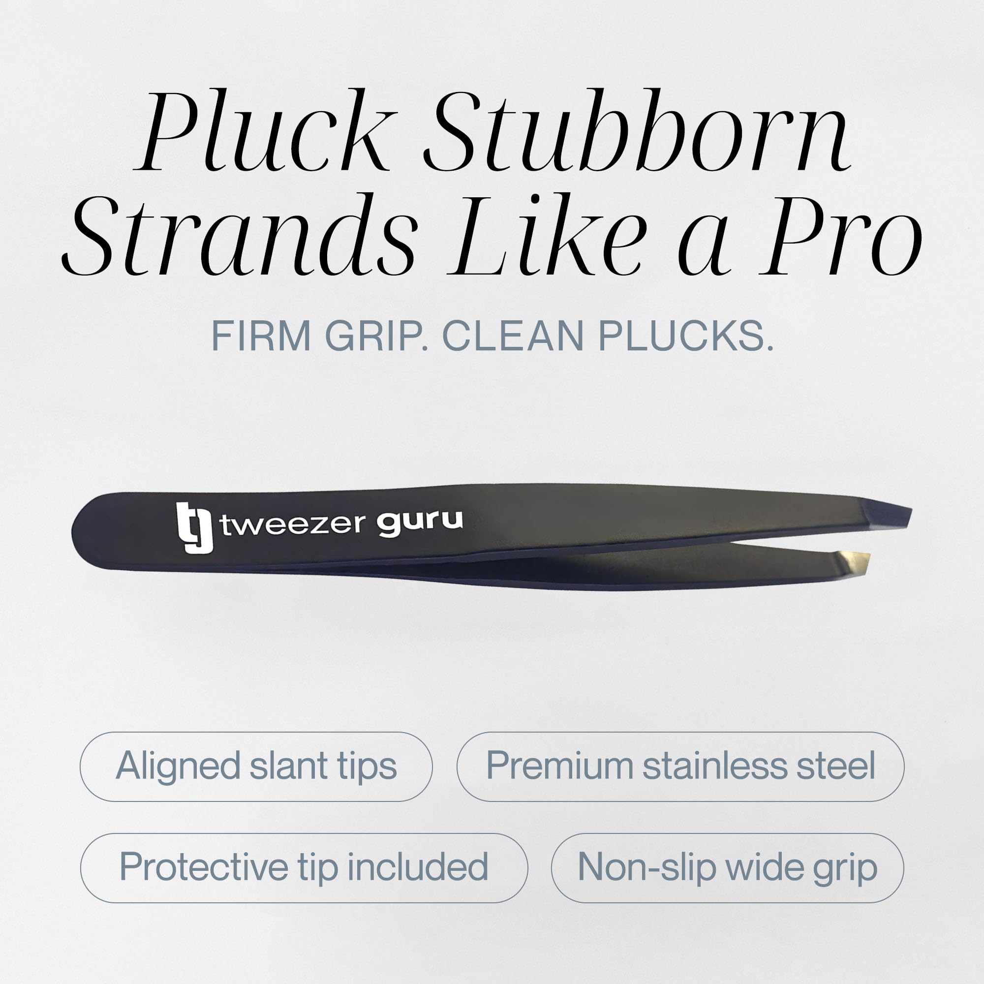 Tweezer Guru matte black finish closeup highlighting secure, slip-resistant grip