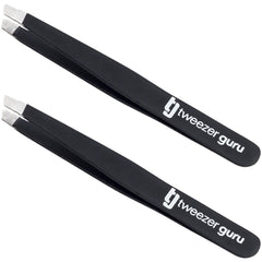 Tweezer Guru precision slant tweezers for precise brow shaping and hair removal.