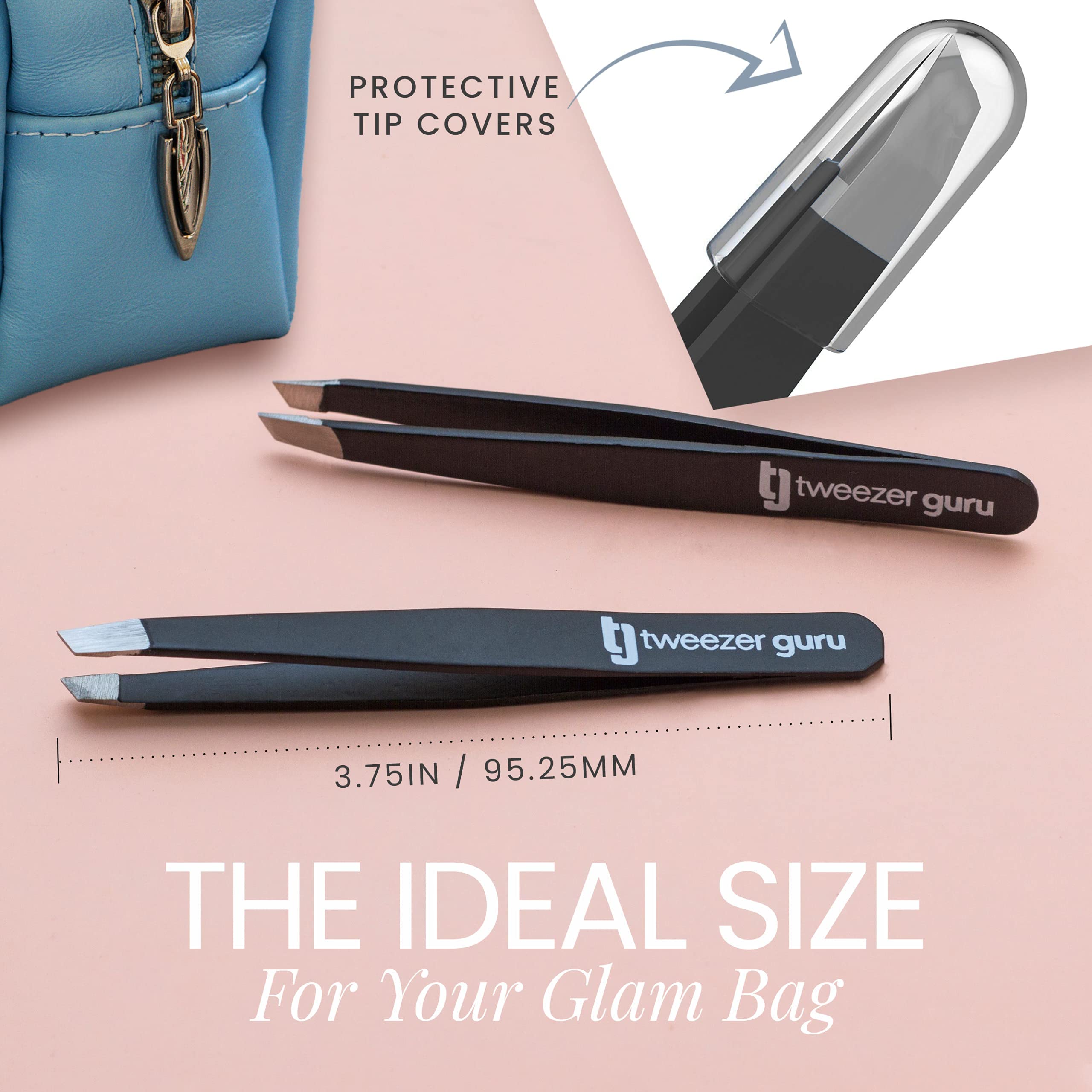 Tweezer Guru stainless steel matte finish tweezers with durable grip in pink.