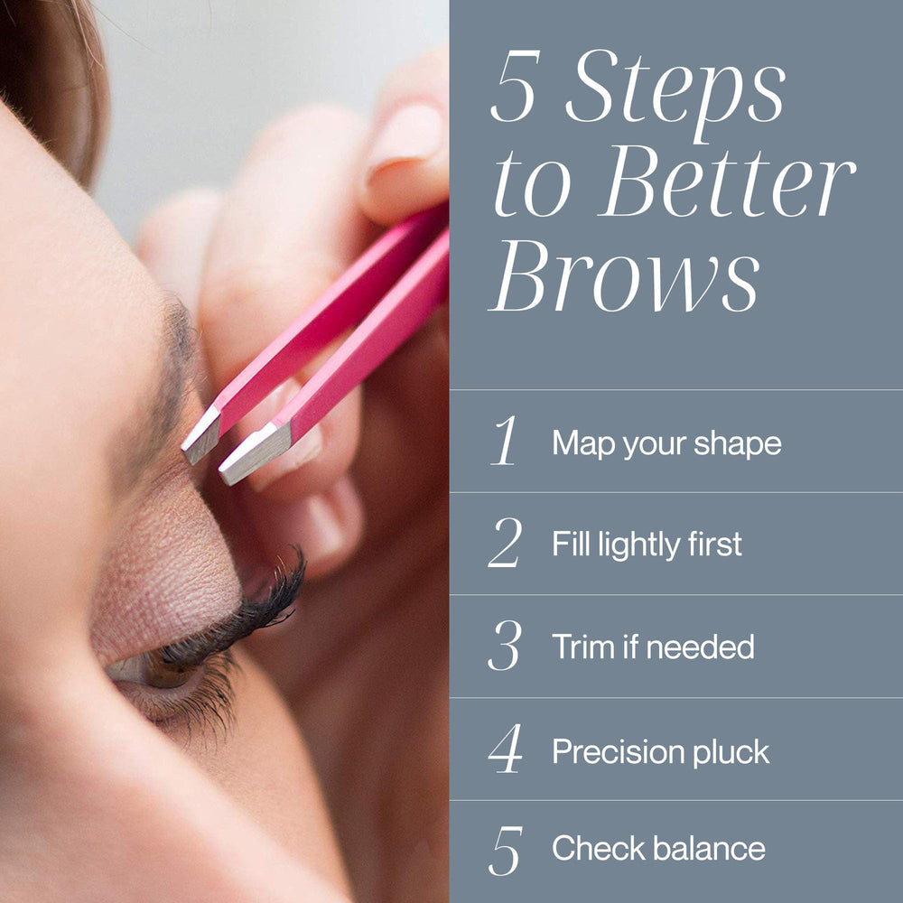 Tweezer Guru travel sleeve included for on-the-go grooming in pink.