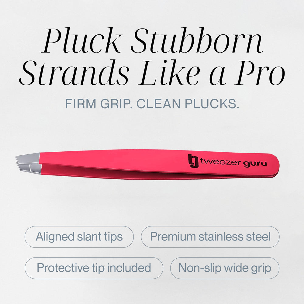 TWEEZER GURU ultra-thin point tips enable precise hair targeting.