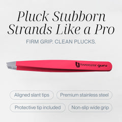 TWEEZER GURU ultra-thin point tips enable precise hair targeting.