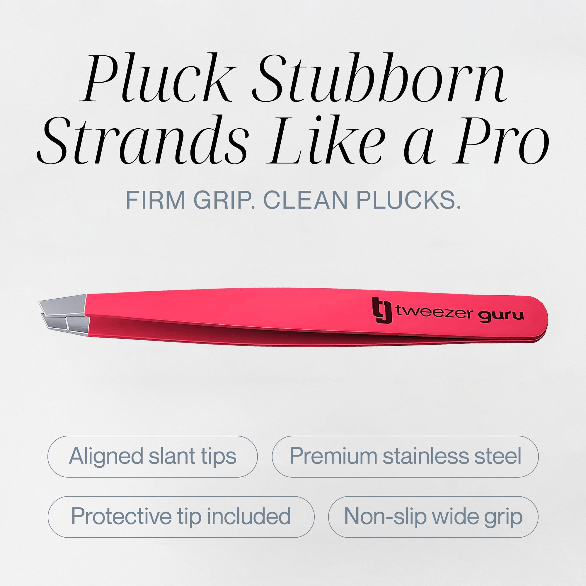 Tweezer Guru ultra-thin pointed tip enables precise hair removal.