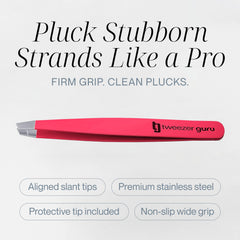 Tweezer Guru ultra-thin pointed tip enables precise hair removal.