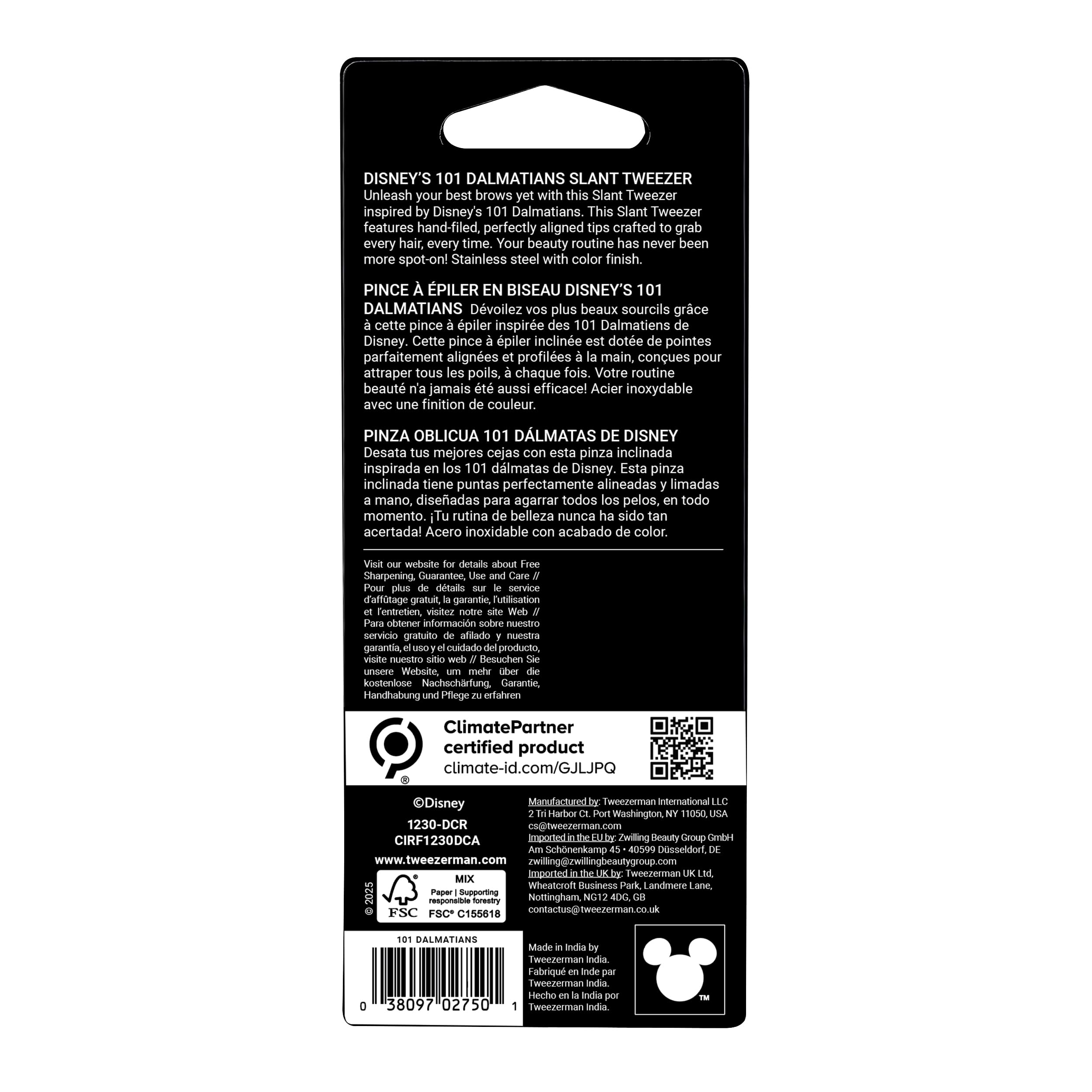 Tweezerman Aristocats mini slant tweezer travel-size tool ideal for quick touchups.