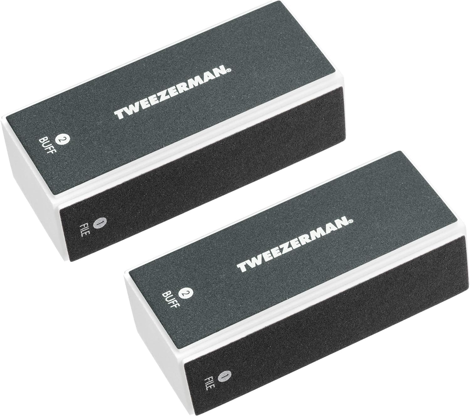 Tweezerman Black Nail Buff 2 Pack front view for easy grooming.
