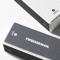 Tweezerman Black Nail Buff 2 Pack side view highlighting compact design.