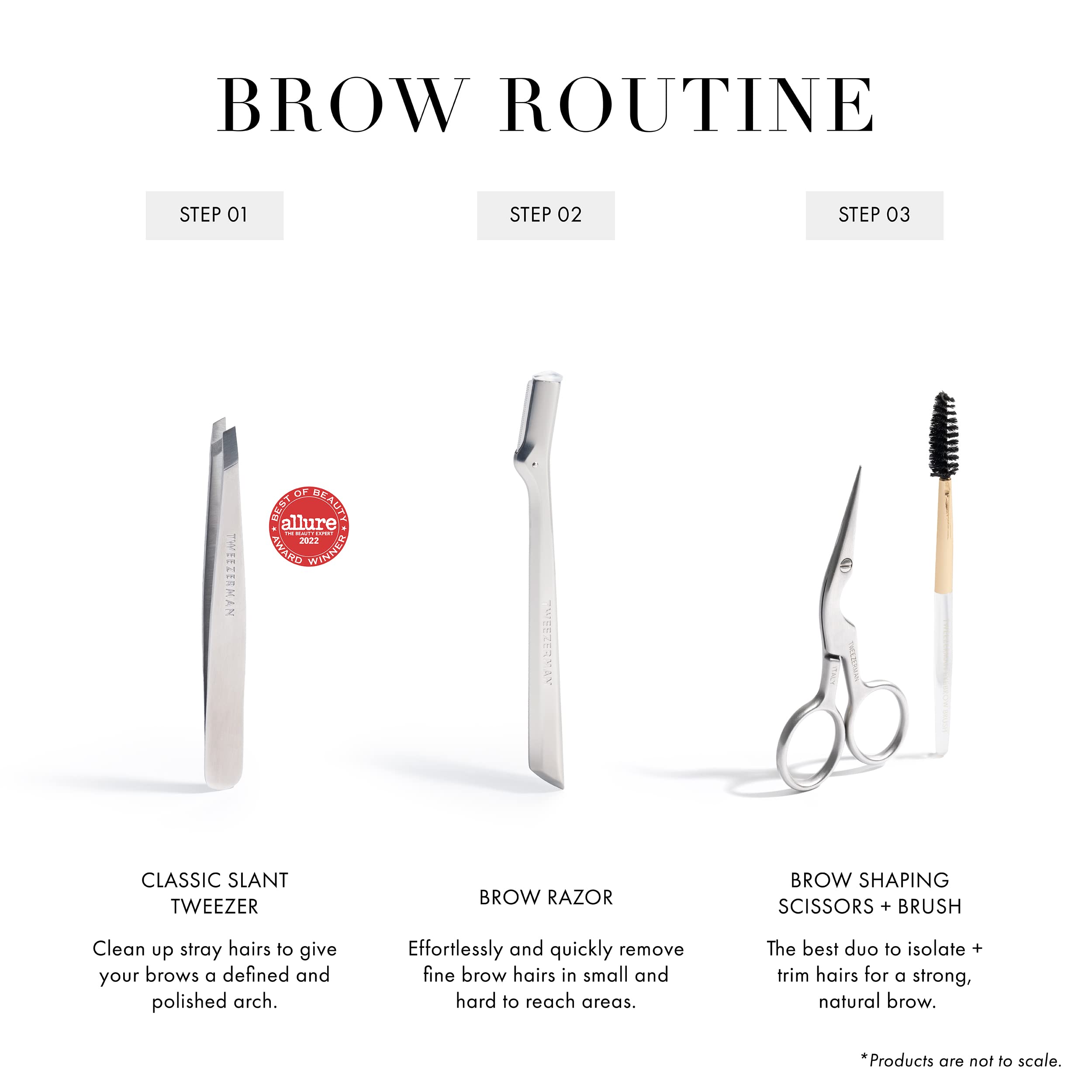 Tweezerman brow scissors made in Italy from professional stainless steel