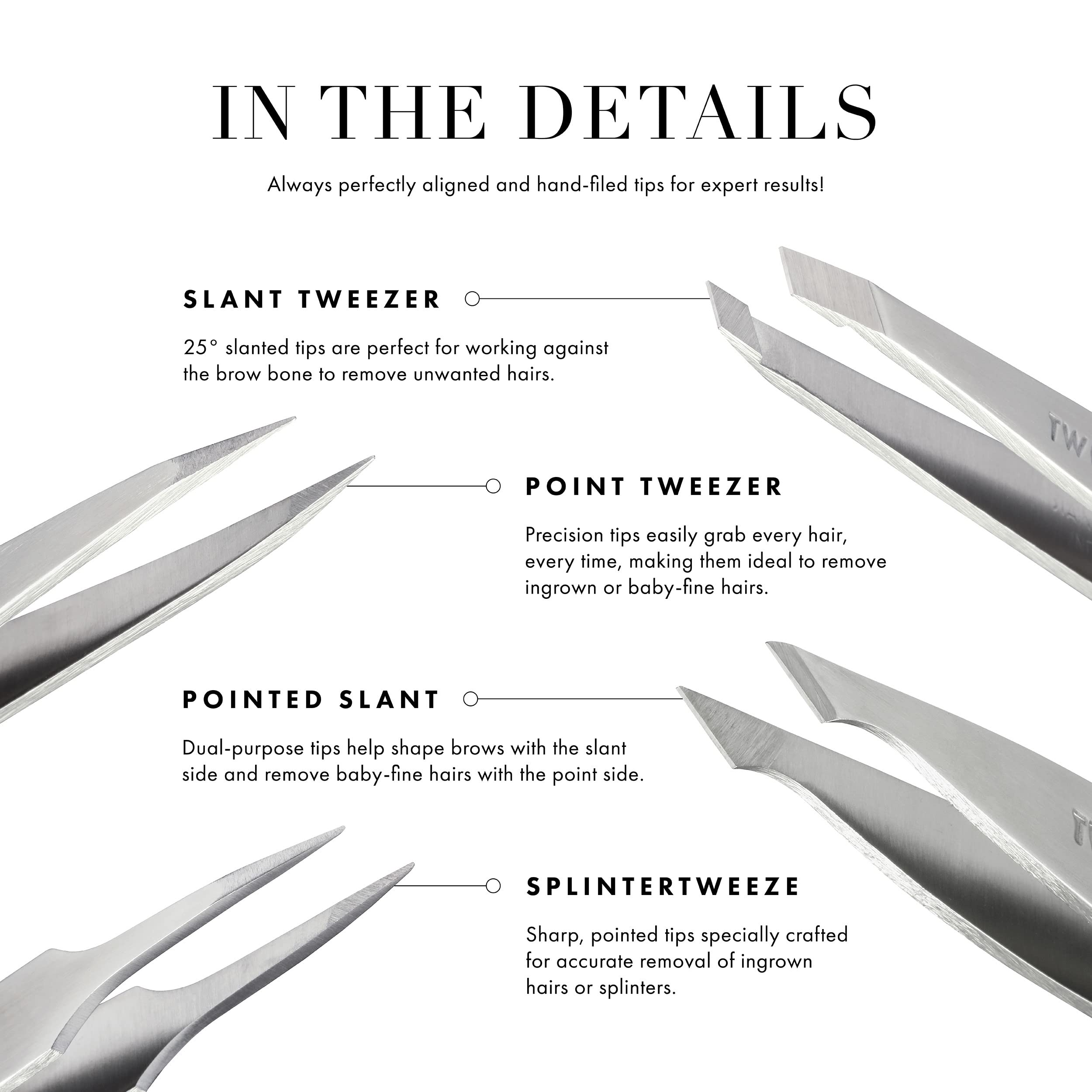 Tweezerman brow shaping in use shows targeted brow maintenance.