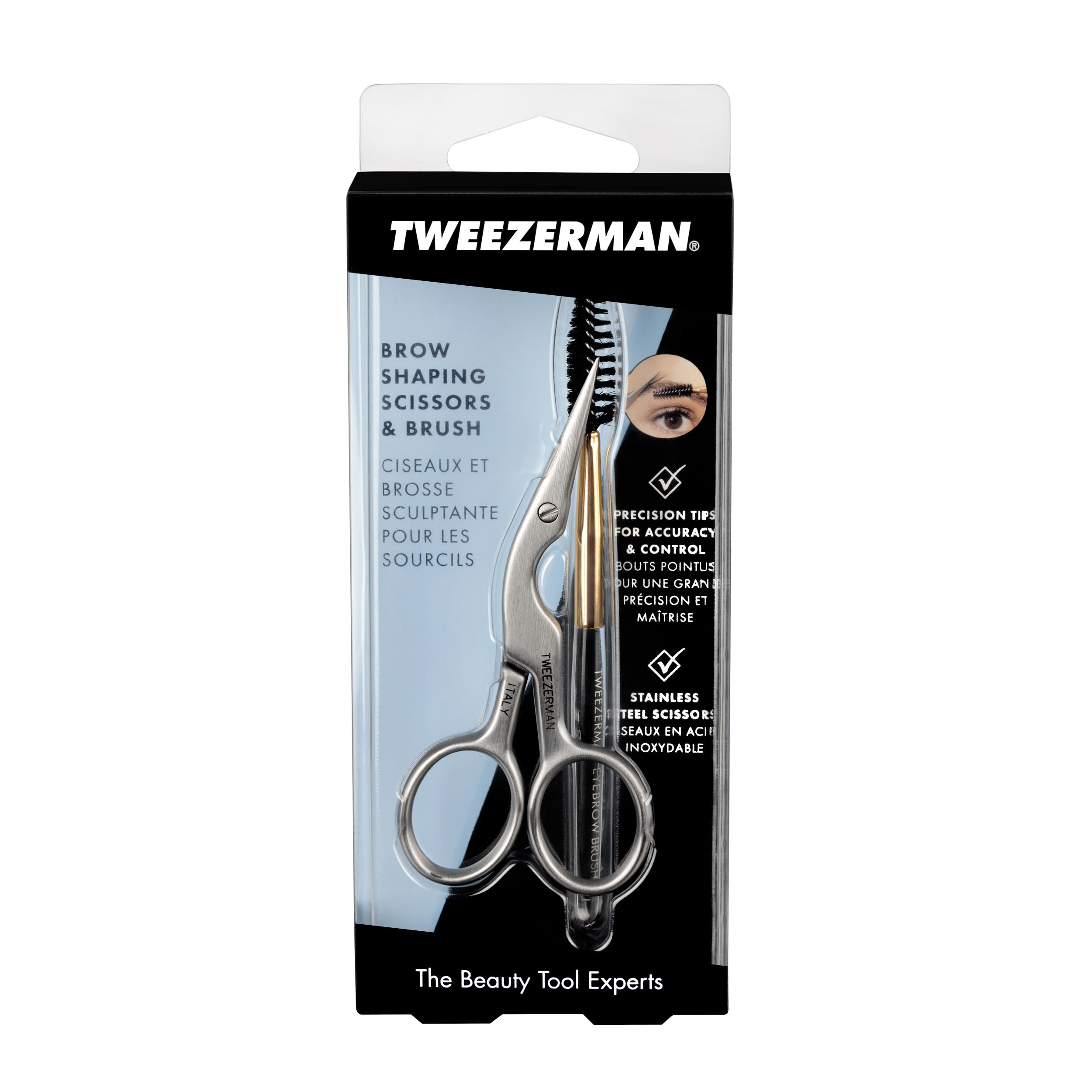 Tweezerman brows reshape to feathered natural look after trimming
